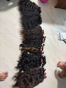 100% Indian Temple Virgin Raw Hair One Donor Extensiones de tejido de trama de cabello humano alineado con cutícula doble a la venta - Product Image 6