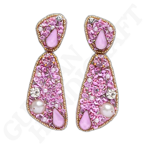 Vrikshagra The Indigo Crown Pendientes hechos a mano con perlas, cuentas y lentejuelas Bordado Regal Declaración Joyería para bodas - Product Image 4