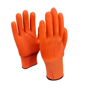Gants résistants de protection de travail de travail de sécurité industrielle enduits de PVC en caoutchouc orange de latex au travail - Product Image 2