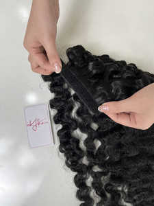 Extensions de cheveux humains bouclés vierges à cuticules alignées, queue de cheval à cordon de serrage enveloppante, prix de gros usine - Product Image 2