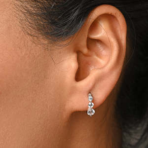 NOVAMART Fine 925 Sterling <b>Silver</b> <b>Drop</b> <b>Earrings</b> 3 Stones Hoop Huggies Bali Style Rose Gold 14K/18K Hook Trendy Jewelry Main Whol - Product Image 5