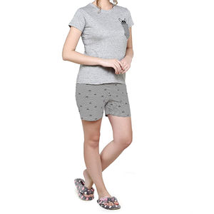 Top vente femmes coton Twin ensemble à la mode coupe décontractée été tenue décontracté personnalisé T-Shirt Shorts strass respirant - Product Image 2