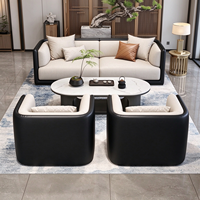Ensemble de canapés de bureau modernes en cuir bicolore, canapé de réception exécutif 3+1 places en cuir pour bureau