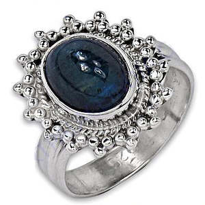 Bague en pierre ovale pour femmes, bijoux en argent 925, pierres précieuses, accessoire à la mode - Product Image 1