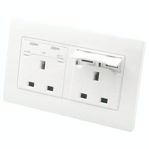 Smart 86 Type Power Socket <b>Plug</b> with 3 Holes & <b>USB</b> <b>UK</b> <b>Plug</b> - Product Image 1