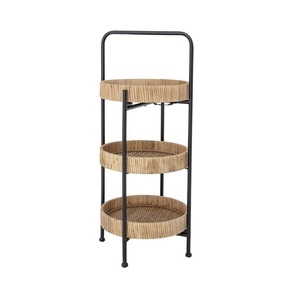 Carrito de servicio de ratán de diseño de inspiración vintage con artesanía artística y fácil movilidad ideal para invitados en casa - Product Image 1
