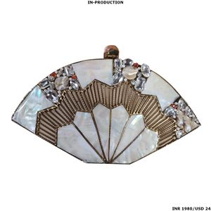 Handmade Designer Evening <b>Bag</b> with Mother of Pearl & Brass Sophisticated <b>Clutch</b> <b>for</b> <b>Weddings</b> Festive Events & Outfits - Product Image 5