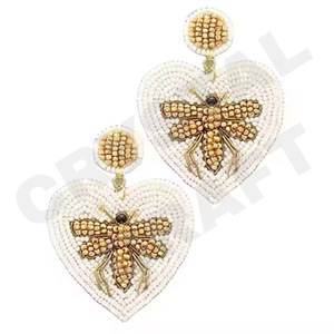 Emulily-Boucles d'oreilles vintage en perles vertes pour femmes, pour fête commémorative patriotique, couleur orange, blanc, bleu, pour mariage - Product Image 2