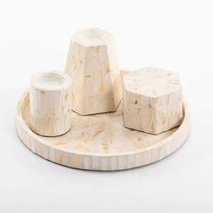 Ensemble de luxe en nacre Mabkhara MOP Incrustation Bakhoor Brûleur Porte-encens islamique pour la prière et le cadeau - Product Image 3