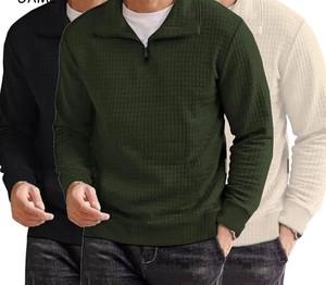 Men's Custom Printed Solid Color Stand Collar Pullover <b>Hoodie</b> <b>Zipper</b> Design Loose Fit Terry Fabric Autumn Season Anti-Pilling - Product Image 5