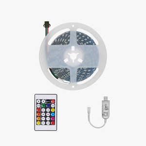 Bande lumineuse LED RGB en forme de S (WS2812B) télécommandée, 5050 SMD EPistar IP20 12V, bande flexible PVC/Cuivre pour éclairage paysager 5M - Product Image 1