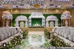 Tradicional Big Manavarai Mandap para bodas DEL SUR DE LA India South Gold Canopy Mandap Reino Unido Venta al por mayor Fiber Stage Mandap Wedding Set - Product Image 6