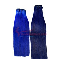 Ekstensi rambut Remy Virgin Vietnam One Piece lurus tulang gelap biru mesin temperatur tinggi tenun rambut pakan ganda