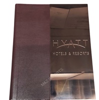 Fabricants exportateurs de carnets de menu en cuir véritable bronze personnalisés, dossiers de factures d'hôtel, avec logo personnalisé, marque M&Z IMPORTS, certifiés ISO