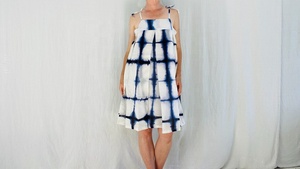 Summer Spaghetti Tie and Dye Nightgown for Women 100% Cotton <b>Long</b> Sleeves Casual - Product Image 2
