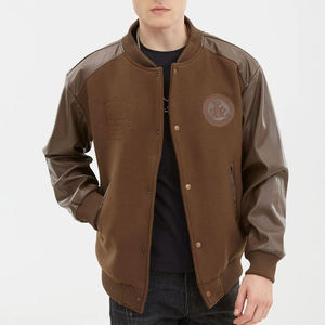 Veste de baseball universitaire de haute qualité Streetwear avec logo personnalisé de conception OEM couleur marron chocolat broderie Écusson de travail - Product Image 1