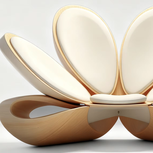 เก้าอี้เลานจ์กลีบดอกไม้ทันสมัยหรูหราพร้อมโครงไม้แอชแข็งสำหรับใช้ในอพาร์ทเมนต์และวิลล่า - Product Image 1