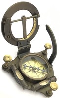 Cadran solaire boussole en laiton massif vintage avec boîte en bois-Design antique JJ Hicks-enduit de poudre, artisanat de Londres de qualité supérieure