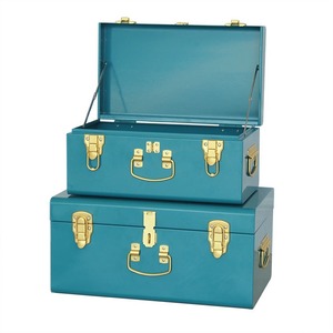 Blue Decorating Trunks Trunk with Gold Locks Trunk <b>Boxes</b> <b>Storage</b> - Product Image 3