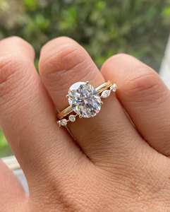 Lujo 3.01CT VS1 Lab Grown Oval Cut Diamond IGI Certified Double Band 18K Oro amarillo Anillo de fiesta de compromiso Mujeres Royal Saga - Product Image 1