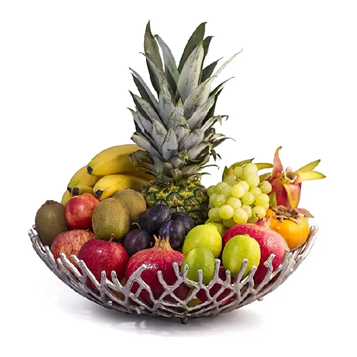 Festivals Home Decorative Aluminum Fruits Basket in Low Price Handmade Tableware Wedding Centerpiece Salad Serving Bowl