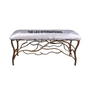 Pouf industriel Pouf fait à la main Couloir LOFT dessus en tissu imprimé multicolore Banquette rembourrée 44X16X18 pouces meubles pouf - Product Image 3