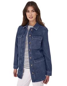 Veste en jean pour femme avec capuche amovible, deux en un, design polyvalent - Product Image 1
