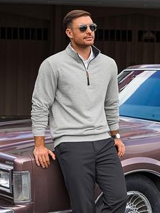 Sweat-shirts à manches longues en coton léger de qualité supérieure pour hommes, à fermeture éclair sur le devant - Product Image 4