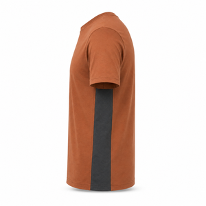 Camiseta de Algodón con Cuello Redondo Color Naranja Quemado Personalizada con Paneles Laterales Color Carbón, Ropa Casual para Hombre, Proveedor Mayorista - Product Image 5