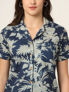 Ensemble de pyjama décontracté en coton pour femmes, imprimé à la main, floral, léger, manches courtes, vêtements de nuit doux, séchage rapide, respirant - Product Image 5