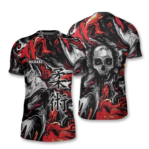 Camiseta Rashguard de manga corta con estampado personalizado, compresión transpirable, UPF 50 +, bloqueador solar Ideal para MMA BJJ y entrenamiento físico - Product Image 1