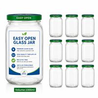 Bocal Mason à large ouverture personnalisé avec couvercle 150ml 250ml 500ml 1000ml, bocal de conservation en verre avec couvercle à vis, fabricant OEM