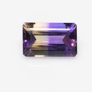 Ametrino bicolor natural hecho a mano Piedra preciosa suelta de corte esmeralda de alta calidad para tienda de joyería fina ¡Ahora! - Product Image 1