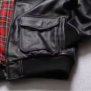 Chaqueta Bomber de Cuero 100% para hombre a la venta con cuello levantado en todos los colores, tallas, chaquetas de invierno de cuero para hombre - Product Image 6