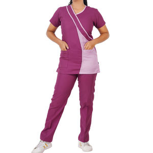 Uniforme de Hospital de Enfermería Médica de la mejor calidad para mujer, Unisex, índigo, cuello en V, manga corta, conjuntos de uniformes médicos, traje sanitario clínico - Product Image 2
