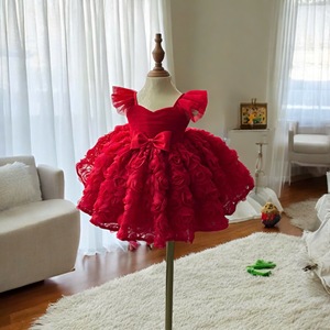 Robe de princesse d'automne à motif 3D de haute qualité pour les filles robe de soirée courte en mousseline de soie pour les enfants de 12 ans livraison rapide Viet Nam - Product Image 6
