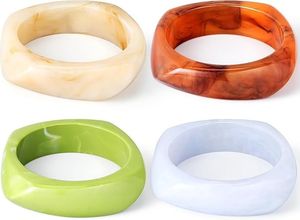 HANDCRAFT-Bracelet géométrique en résine pour femme et fille, bracelet en acrylique irrégulier ambre marbré - Product Image 4