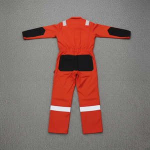 Combinaison de travail ignifuge en polyester orange fluorescent sur mesure avec bandes réfléchissantes pour hommes - Product Image 6