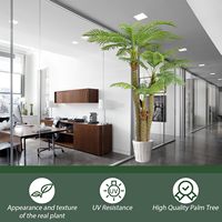 Hochwertige Wohnkultur Künstliche Topf 8,5 FT 3 Köpfe Extra hohe tropische gefälschte Palme mit 39 Blättern Faux Tree
