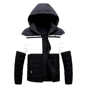 Chaqueta acolchada de lona de diseñador pesado para hombre, chaqueta acolchada de gran tamaño con cuello levantado y capucha, estilo burbuja brillante, aspecto callejero - Product Image 1