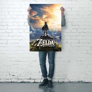 Modern Style the Legend of Zelda Breath of the Wild Sunset <b>Poster</b> on Canvas Black Frame for Wall Use - Product Image 3