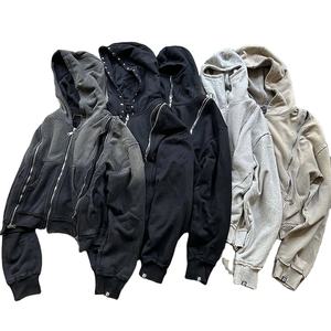 Sudadera con Capucha Extra Grande de Invierno para Hombre, Estilo Ninja con Máscara, Triple Cremallera, Gruesa, 100% Algodón, Felpa, Pedrería, Ecológica, Degradado Ácido - Product Image 3