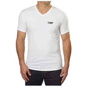 Camiseta clásica de algodón con cuello en V elástico de la mejor calidad - Product Image 1