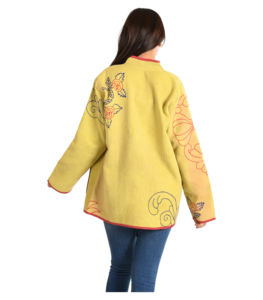 Veste matelassée en coton imprimé floral fait à la main pour femmes manteau court d'hiver tendance avec décolleté 2 poches avant tissage tissé - Product Image 5