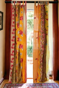 Seda India Saree Sari Boho Cortina Gypsy Hippy Bohemian Étnico Pared Colgando Cortina Bohemio - Product Image 5