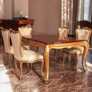 Juego de Comedor de Madera de Lujo Moderno con 6 Sillas Tapizadas Talladas a Mano para Apartamento, Hogar y Hotel - Product Image 4