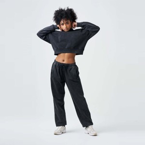 Sweat-shirt à col montant en éponge pour femmes-Ensemble de vêtements de détente deux pièces confortable et confortable, parfait pour une tenue décontractée et la détente - Product Image 2