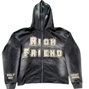 Etiquetas de ropa de invierno bordadas personalizadas, forro polar de poliéster/algodón con cremallera y capucha, color y tamaño personalizados, servicio OEM - Product Image 1