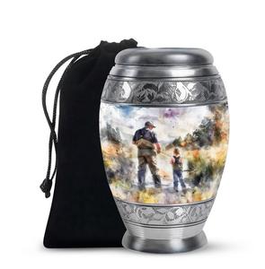 Father Child Fishing Scene Cremation Urn Custom Memorial <b>for</b> <b>Ashes</b> Keepsake Fishing Enthusiast Memorial Decorative Urn - Product Image 1