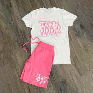 Streetwear d'été de sports personnalisés pour hommes, survêtement, t-shirt, ensemble de shorts décontractés en coton, deux pièces pour hommes - Product Image 1